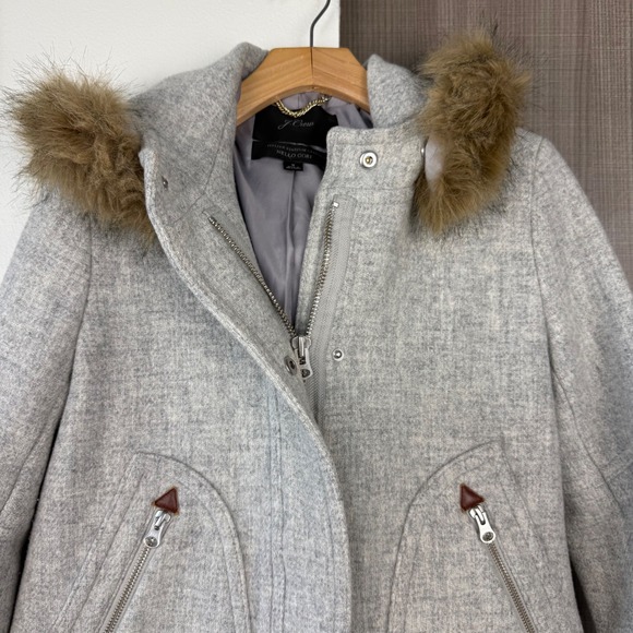 J. Crew Heather Gray Chateau Parka Italian Wool Stadium Cloth Coat Jacket - Picture 5 of 16